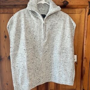 Laundry By Shelli Segal Speckled Gray Zip-Up Sweater funnel neck